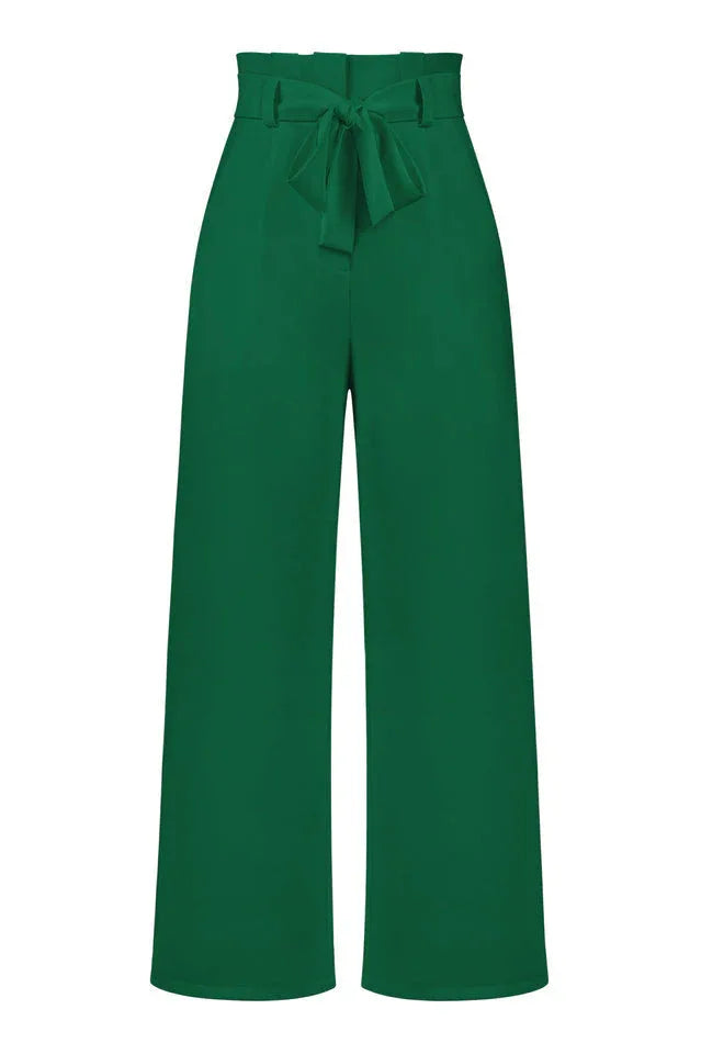 Belted wide leg crepe trousers - View 43 | TEVQA