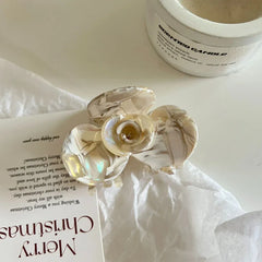 Medium Acetate Camellia Flower Claw Clip - View 6 | TEVQA