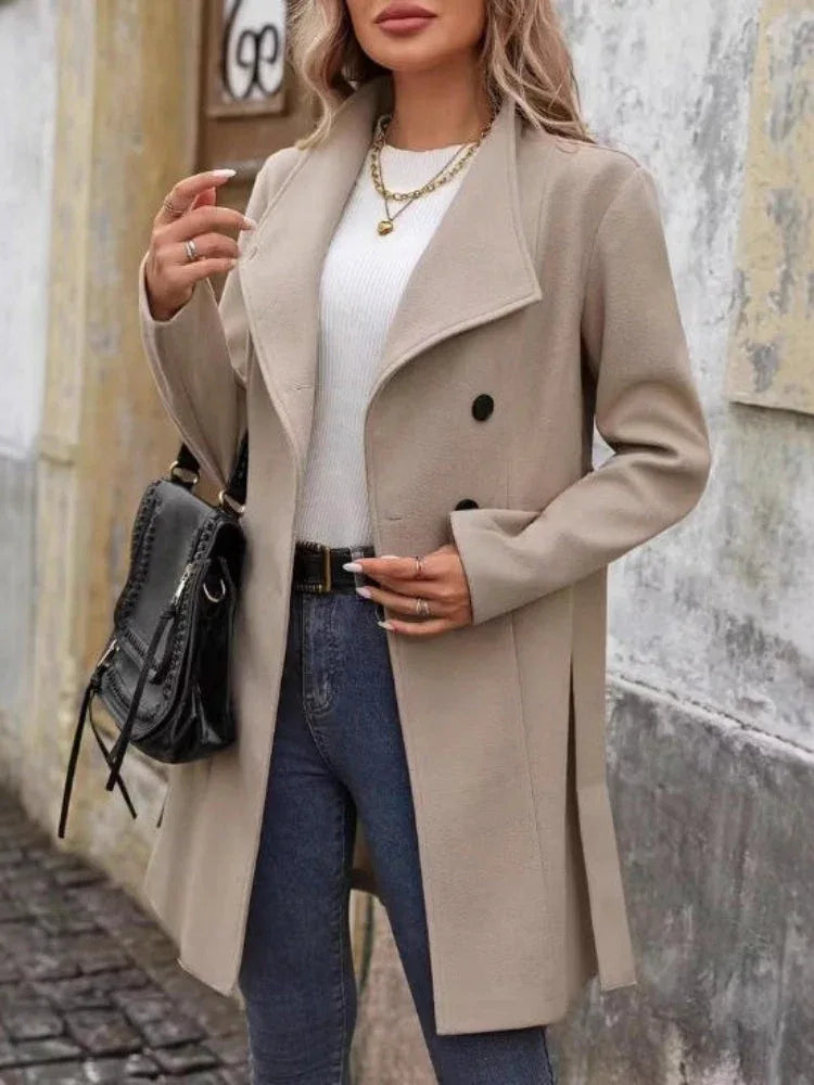 The Olivia Belted Wool-Blend Coat - TEVQA