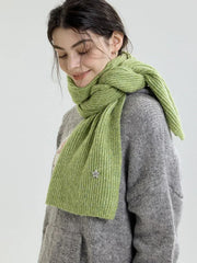 Y2K Star Accent Ribbed Knit Scarf - TEVQA
