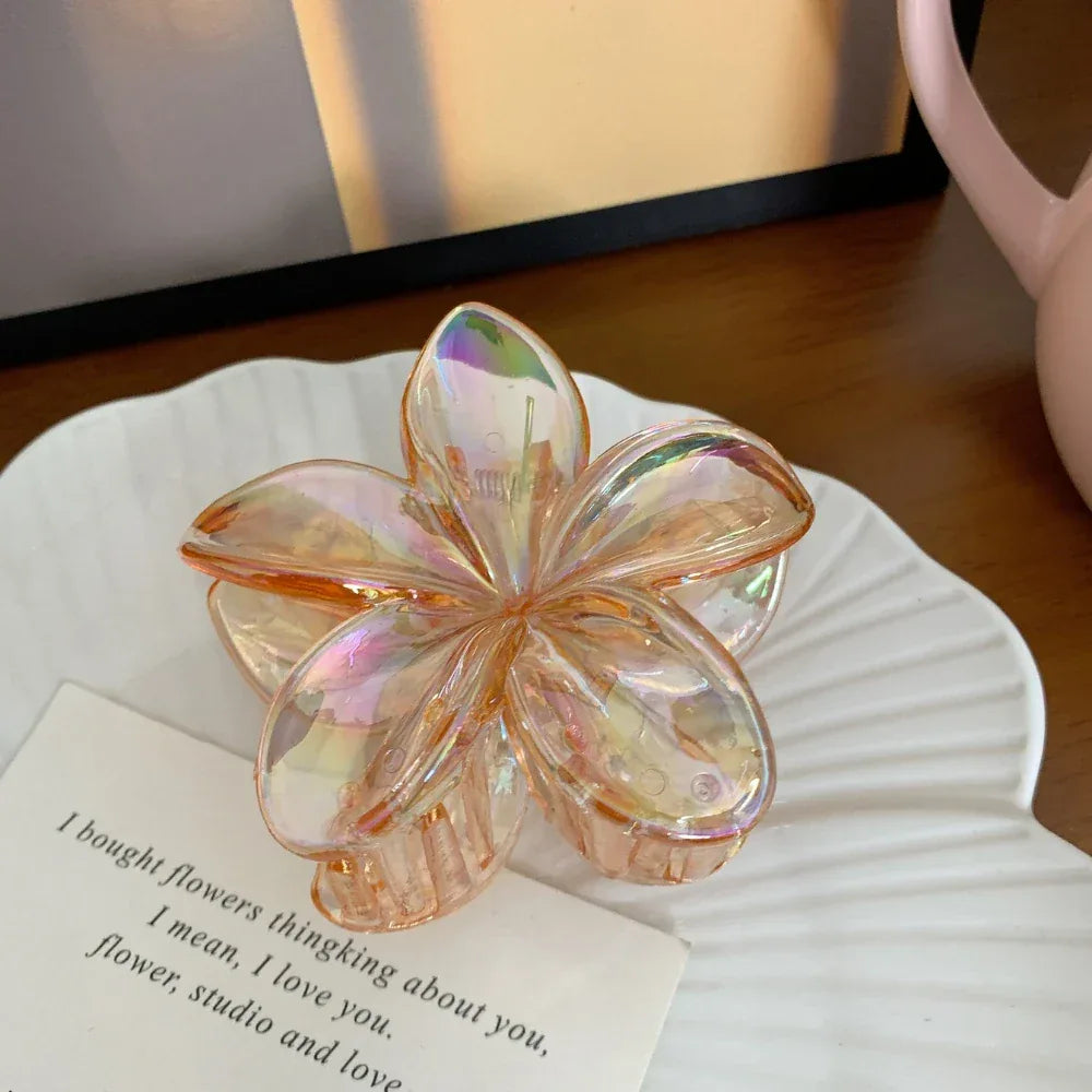 Iridescent Crystal Flower Hair Claw Clip - View 11 | TEVQA