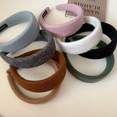 Statement Padded Wool Felt Headband - 1.6 Inch Cozy Autumn Lift