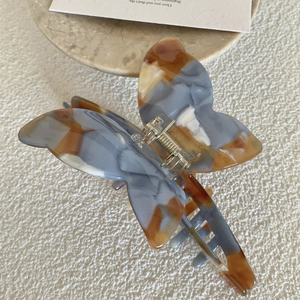 Large Butterfly Acetate Hair Claw Clip - View 7 | TEVQA