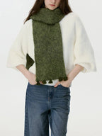 Mint Green Bouclé Knit Scarf - View 10 | TEVQA