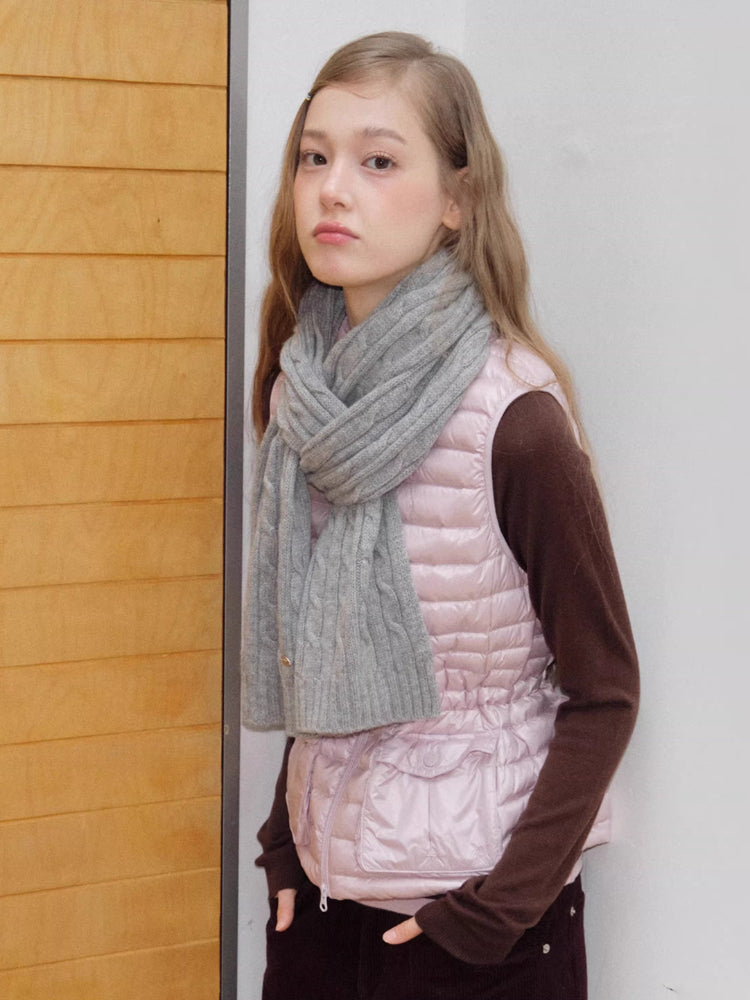 Classic Cable Knit Wool Blend Scarf Grey