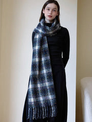 Oversized confetti knit scarf with rainbow speckles and fringe detail - View 13 | TEVQA