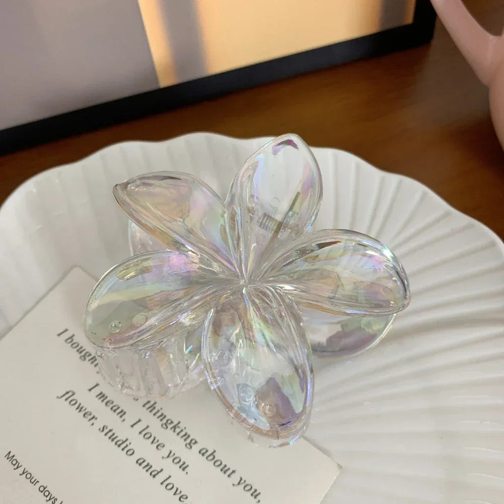 Iridescent Crystal Flower Hair Claw Clip - View 6 | TEVQA