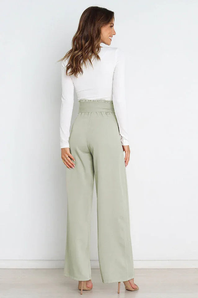 High Waist Belted Wide Leg Pants - View 19 | TEVQA