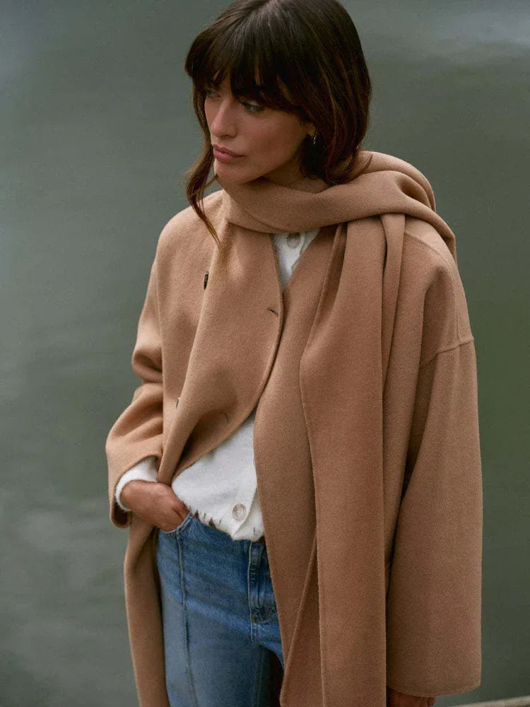 The Evelyn Wool-Blend Scarf Coat - TEVQA