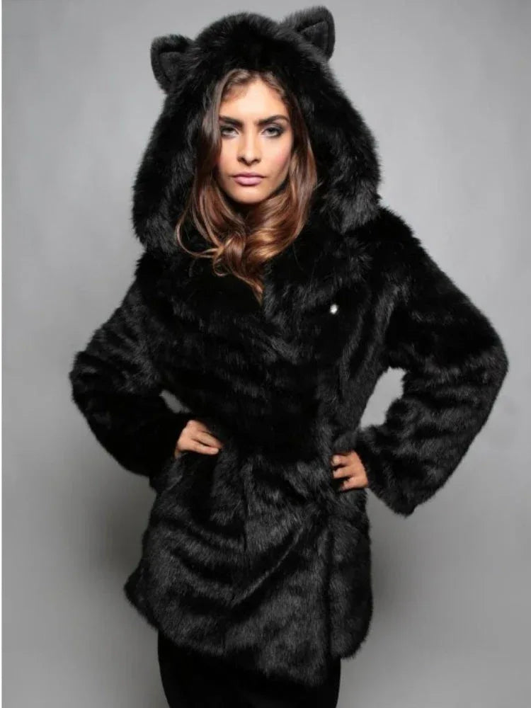 Wildcat Leopard Print Faux Fur Coat - TEVQA