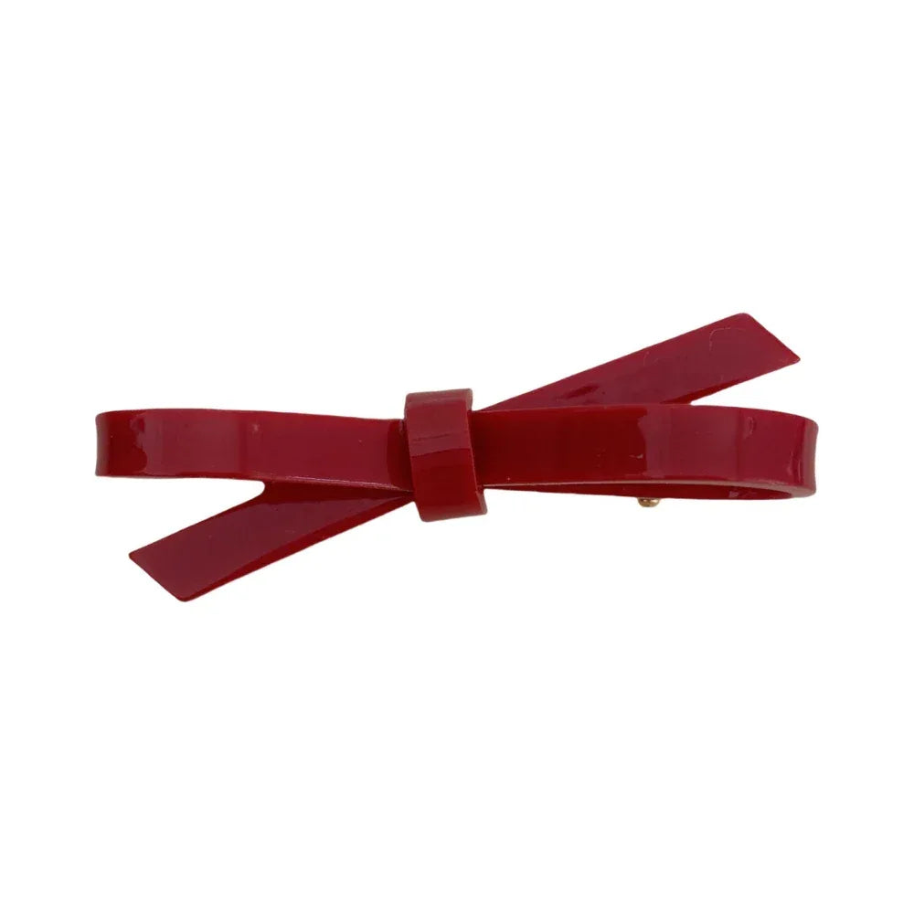 red glossy resin bow barrette Main image