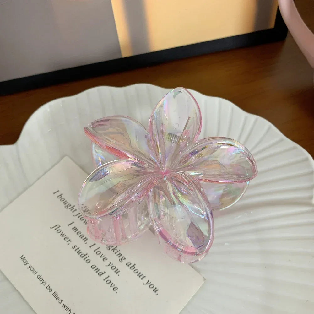Iridescent Crystal Flower Hair Claw Clip - View 7 | TEVQA