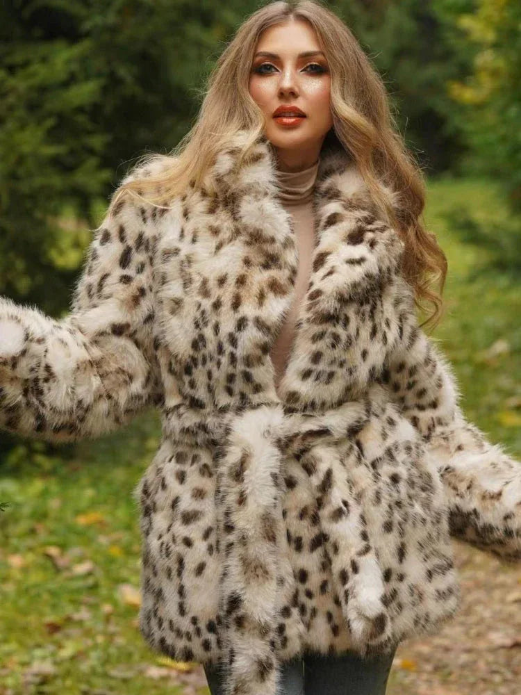 Classic Leopard Print Faux Fur Coat - View 6 | TEVQA