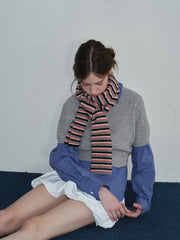 Soft Wool Blend Striped Knit Scarf