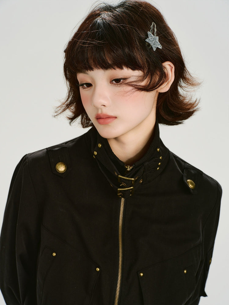 American Retro Utility Pocket Jacket Black