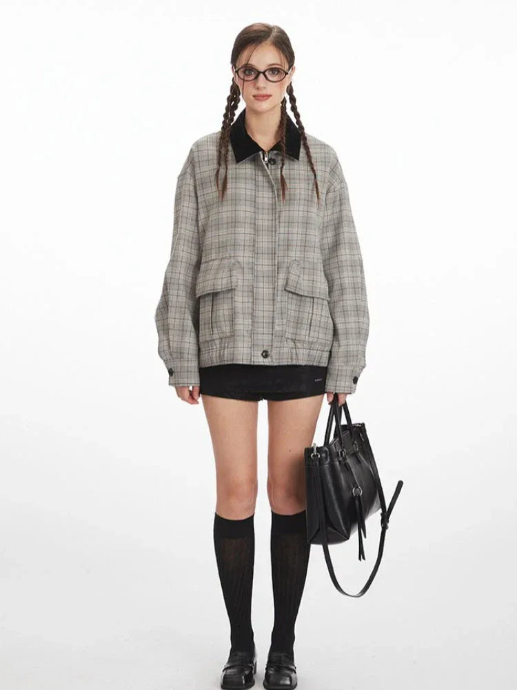 Vintage Plaid Harrington Jacket - TEVQA