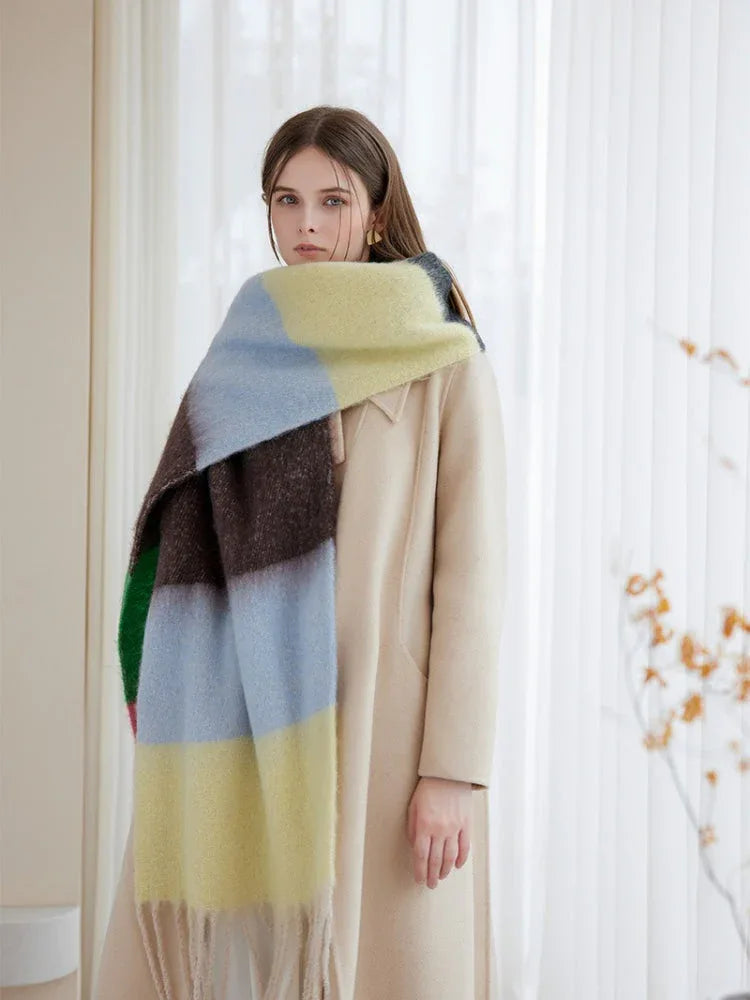 Oversized Striped Knit Scarf - View 15 | TEVQA
