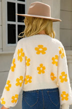 Fuzzy Floral Knit Cardigan - View 22 | TEVQA