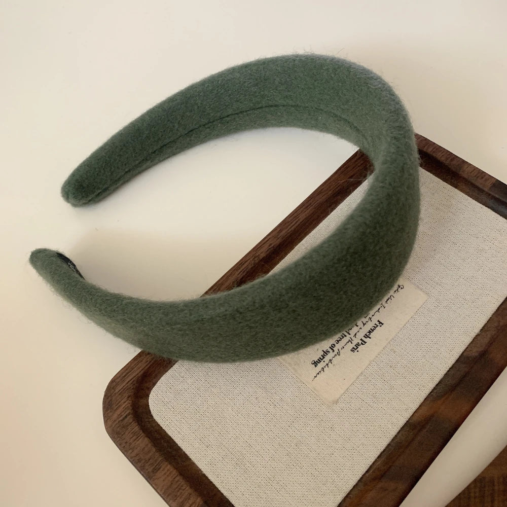 Statement Padded Wool Felt Headband - 1.6 Inch Cozy Autumn Lift