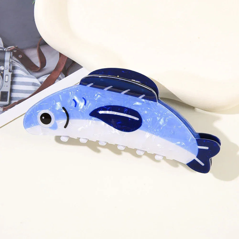 Whimsical Sardine Fish Acetate Hair Claw - TEVQA