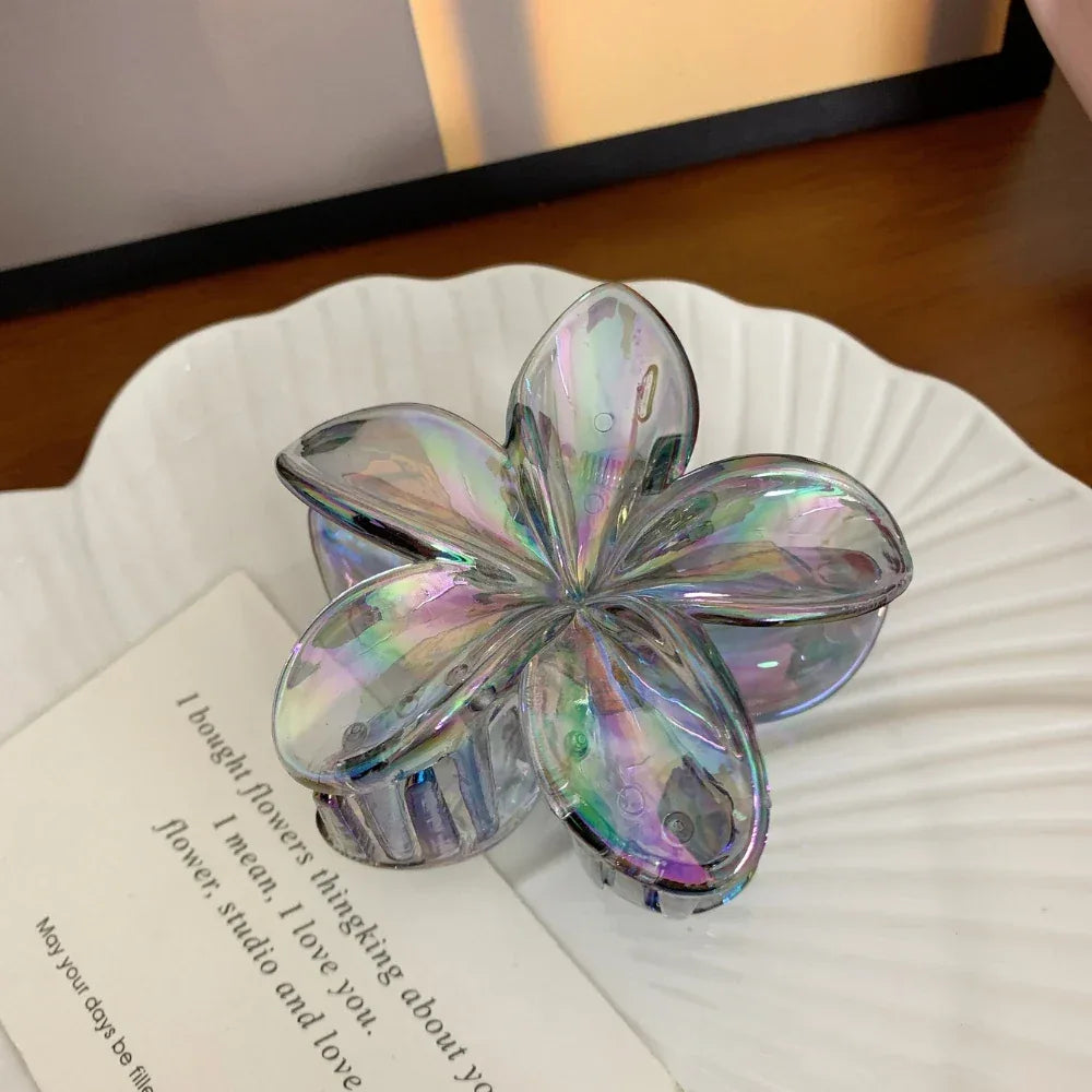 Iridescent Crystal Flower Hair Claw Clip - View 9 | TEVQA