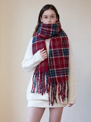 Oversized Chunky Plaid Scarf - TEVQA