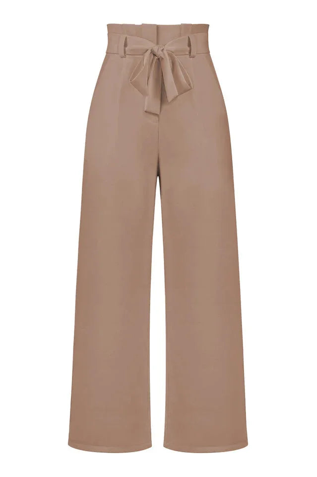 Belted wide leg crepe trousers - View 50 | TEVQA