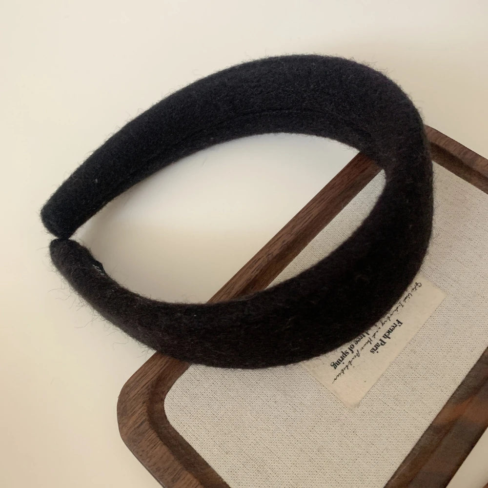 Statement Padded Wool Felt Headband - 1.6 Inch Cozy Autumn Lift