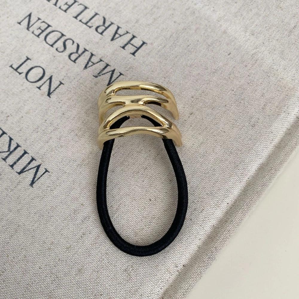 Gold metal sculptural hair cuff ponytail holder - View 9 | TEVQA