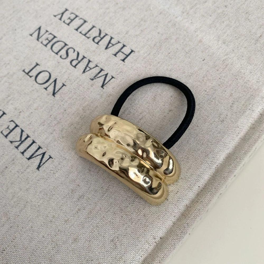 Gold metal sculptural hair cuff ponytail holder - View 11 | TEVQA