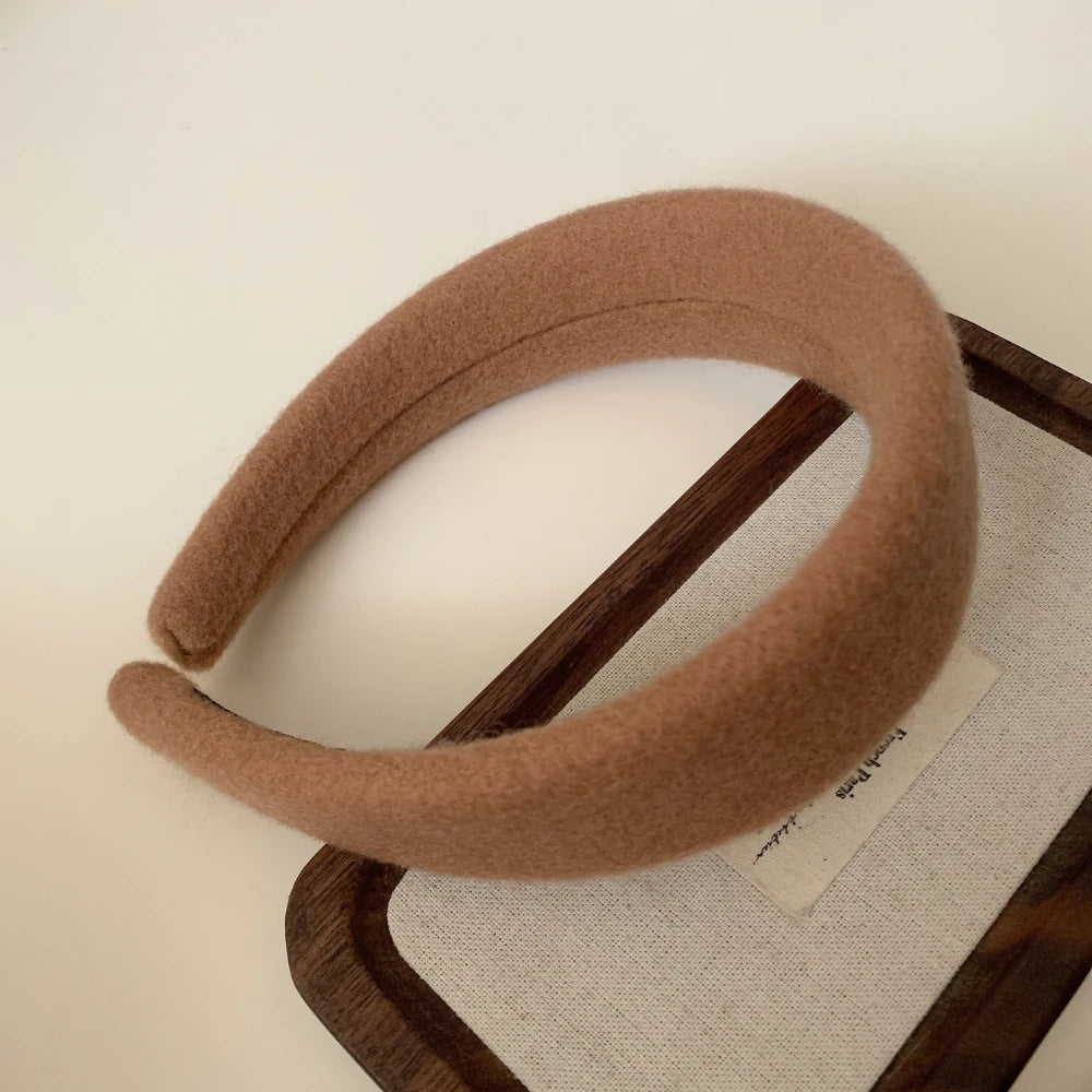 Statement Padded Wool Felt Headband - 1.6 Inch Cozy Autumn Lift