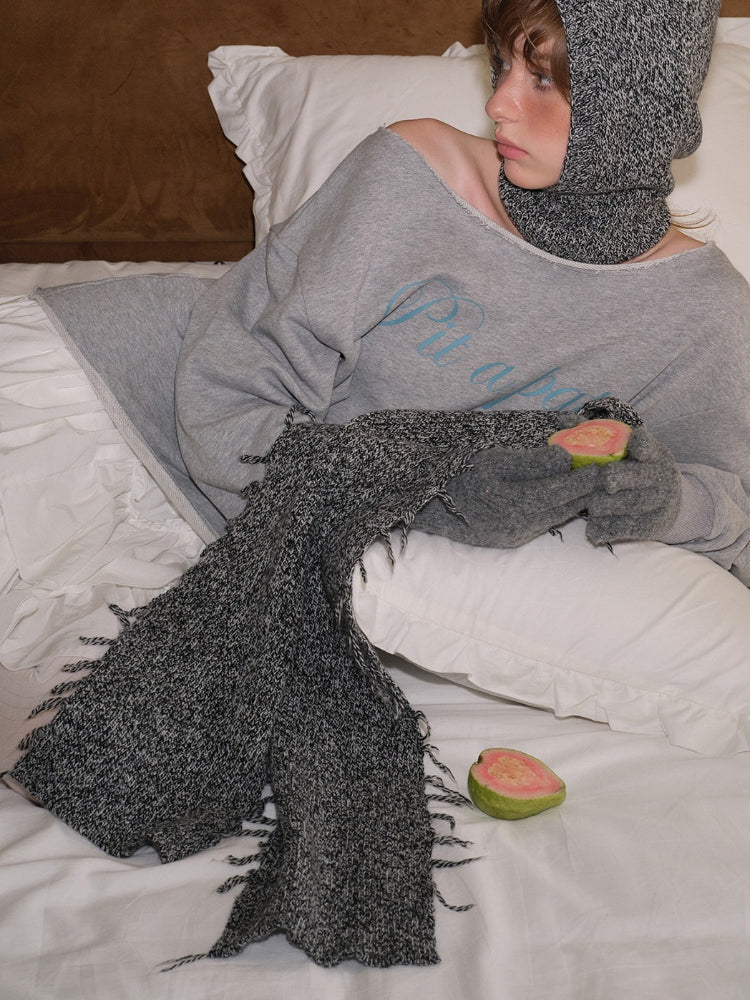 50% Wool Blend Melange Knit Scarf Secondary image