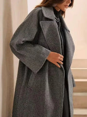 The Seraphina Minimalist Long Wool-Blend Coat - TEVQA