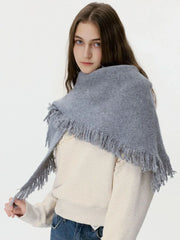 Soft Wool Blend Triangle Scarf - View 6 | TEVQA