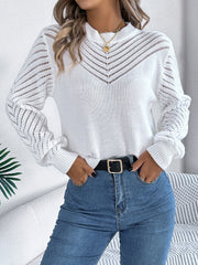 White Hollow Out Pointelle Knit Sweater