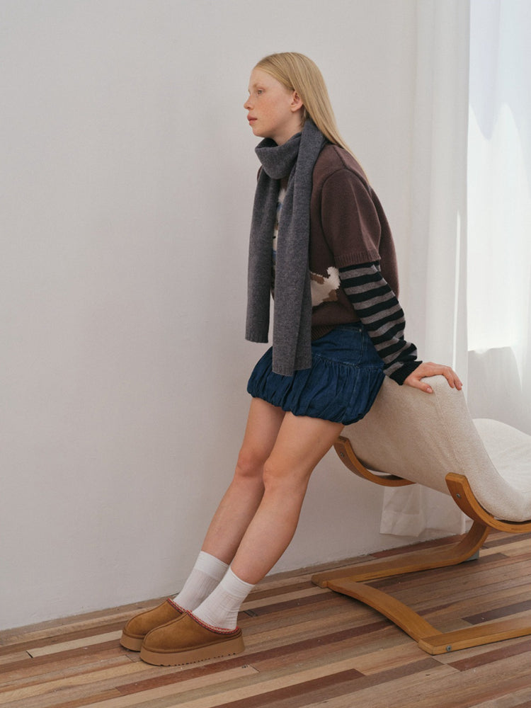 Pure 100% Wool Solid Knit Scarf