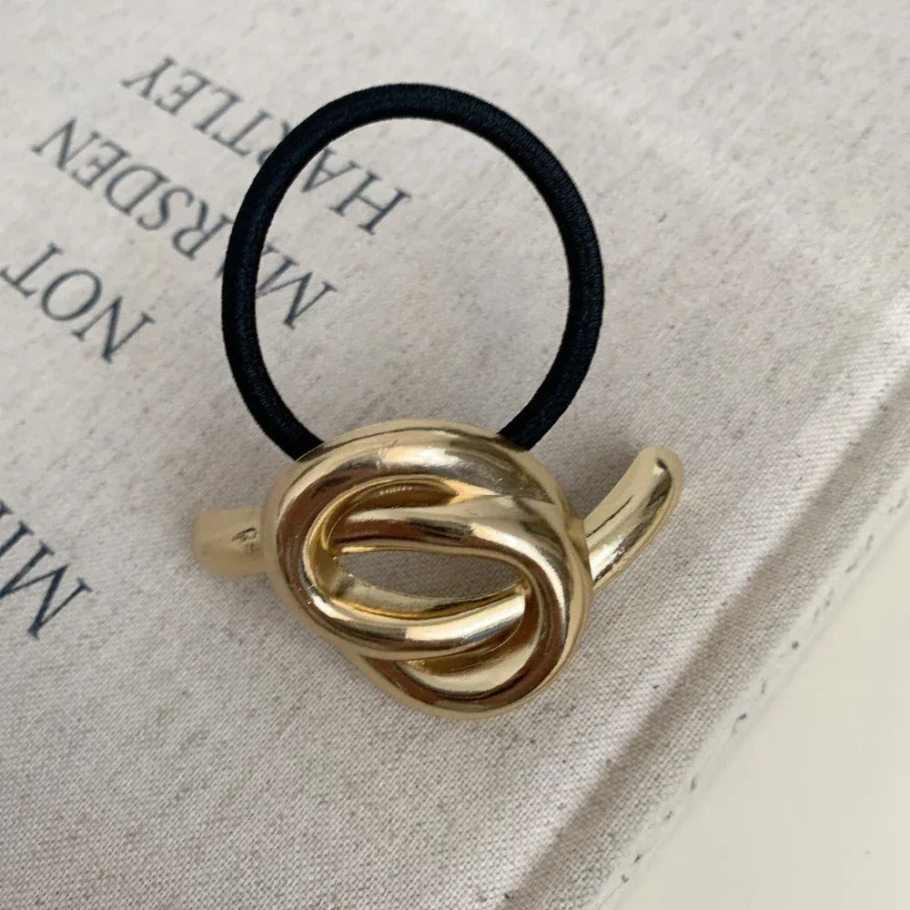 Gold metal sculptural hair cuff ponytail holder - View 10 | TEVQA