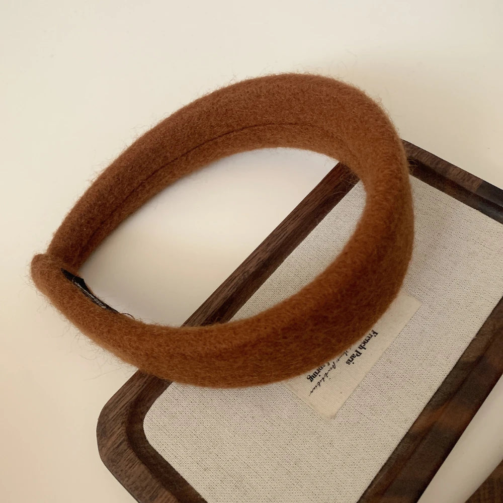 Statement Padded Wool Felt Headband - 1.6 Inch Cozy Autumn Lift