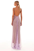 Ariarl Ruched Purple Sequins Maxi Dress - TEVQA