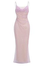 Ariarl Ruched Purple Sequins Maxi Dress - TEVQA