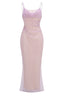 Ariarl Ruched Purple Sequins Maxi Dress - TEVQA