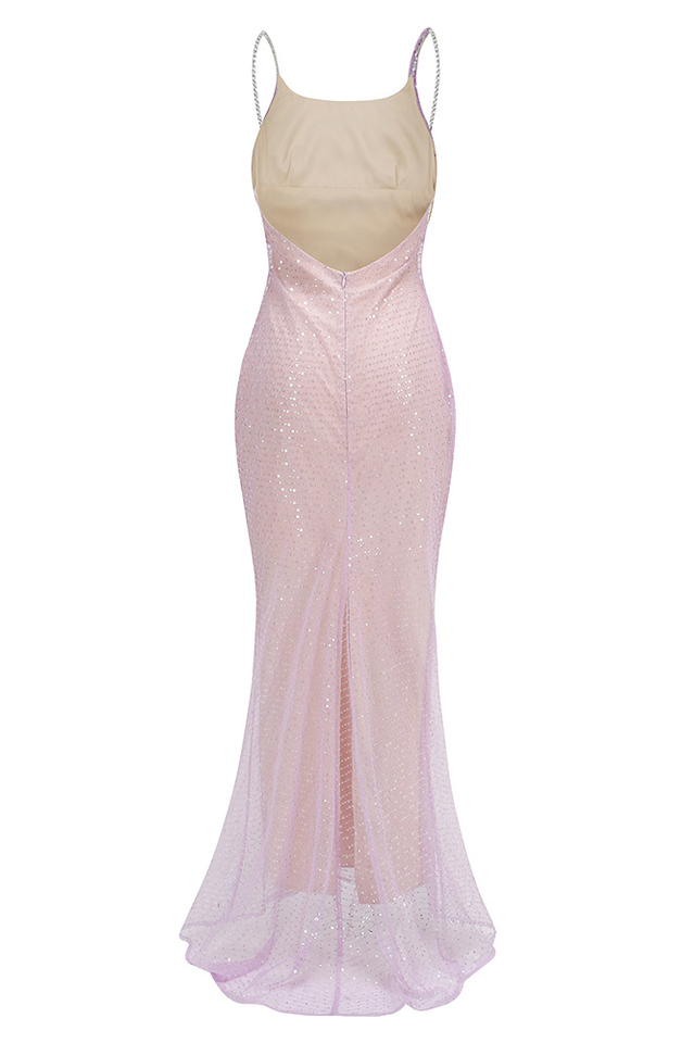 Ariarl Ruched Purple Sequins Maxi Dress | Dress In Beauty