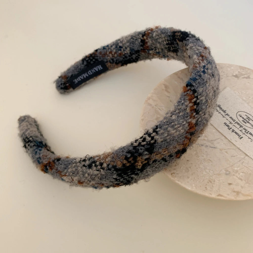 Cozy Bouclé Tweed Padded Headband - 1.2 Inch Autumn Style