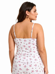 Lace trimmed pajama set with floral print - View 7 | TEVQA