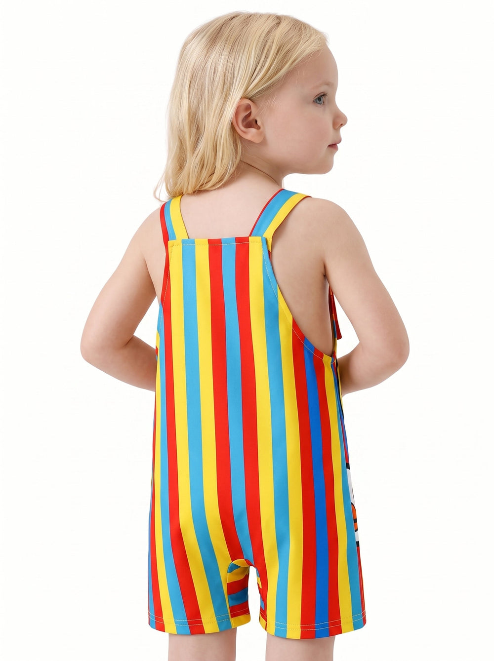 Toddler striped duck shortalls with adjustable straps - View 7 | TEVQA