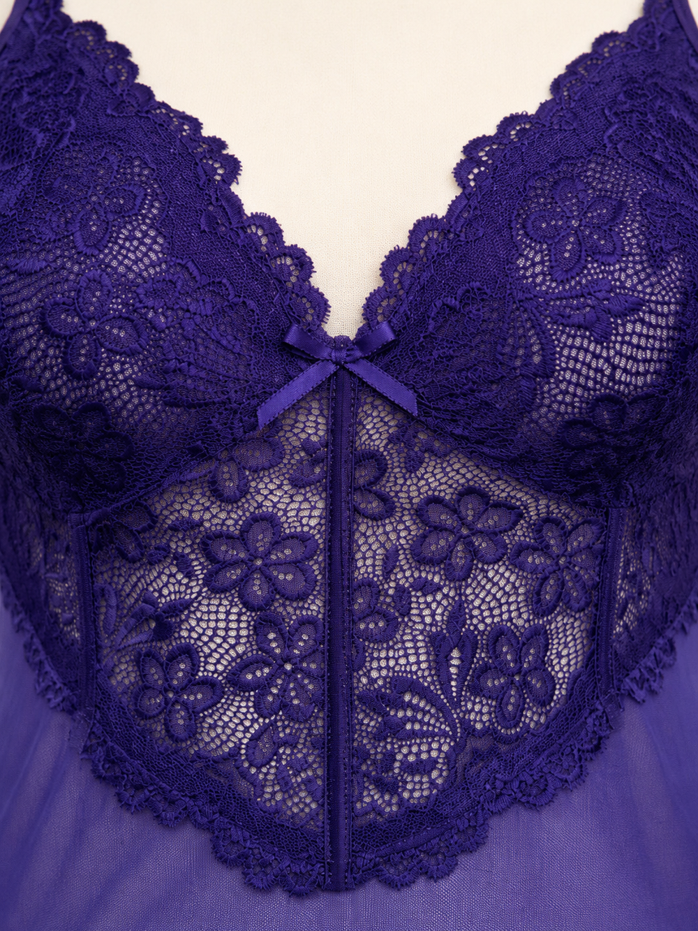 Women's pajama set with lace trim and ruffled cuffs - View 7 | TEVQA