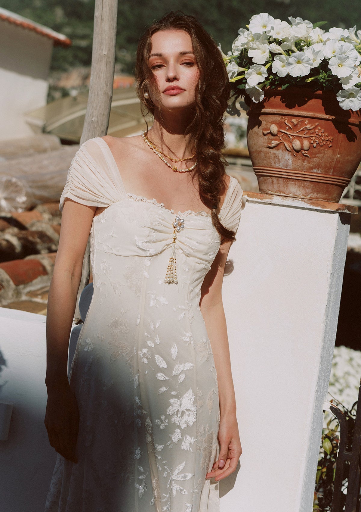 Off white fit and flare maxi dress - View 8 | TEVQA