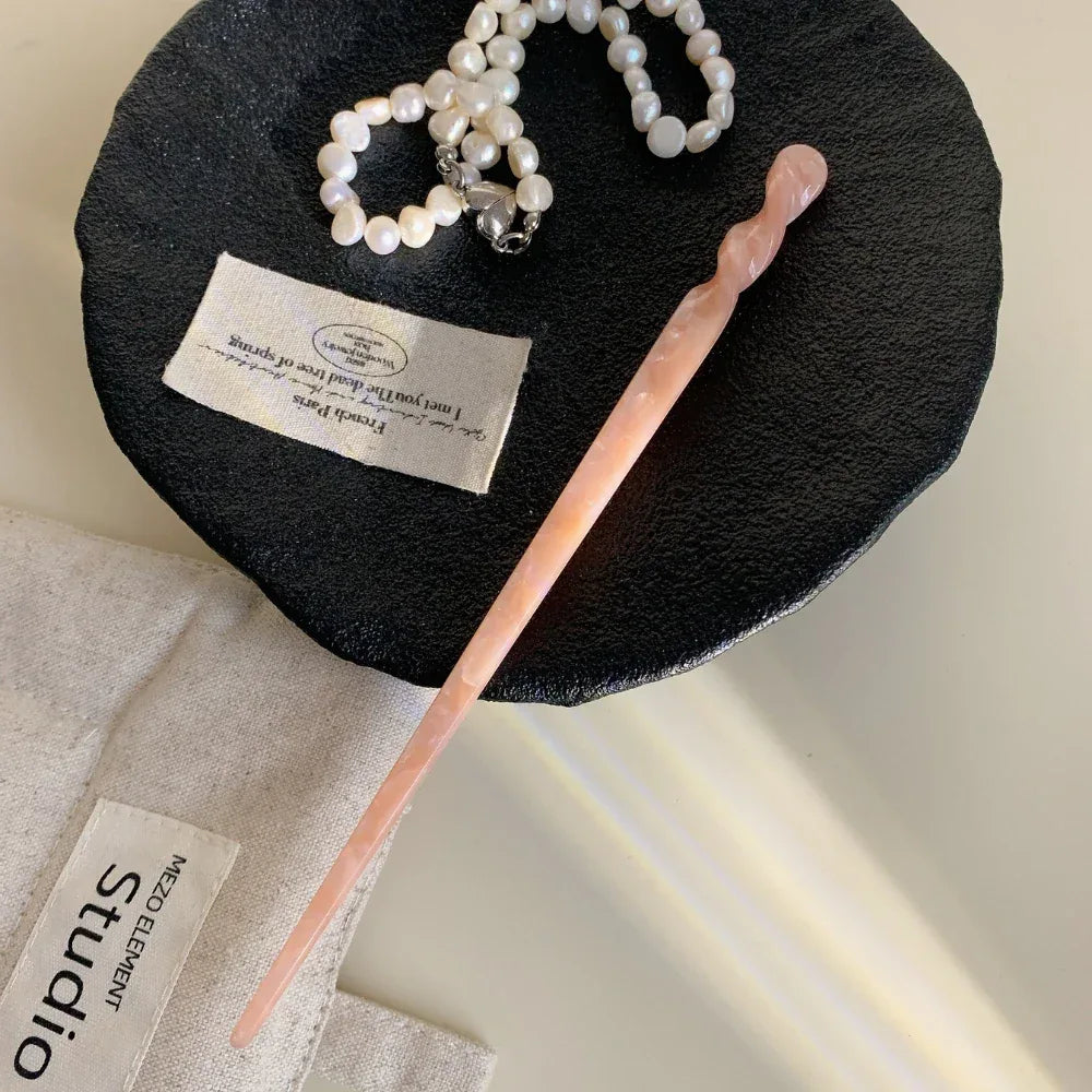 French Design Twist Acetate Hair Stick (6.9 Inch) - TEVQA