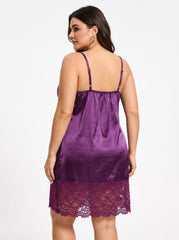 Elegant lace trim chemise dress - View 7 | TEVQA