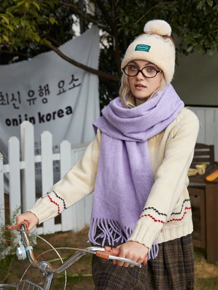 Classic Heathered Wool Blend Scarf - View 11 | TEVQA